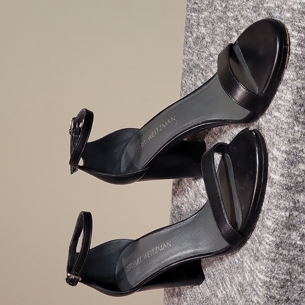 Stuart Weitzman Black Ankle Strap Heels